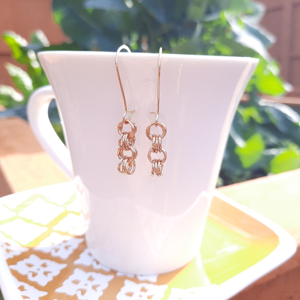 Mini Circle Gold Tone Dangle Earrings